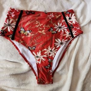 Cupshe Red Floral Bikini Bottom